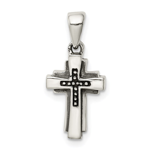 Sterling Silver Antiqued Cross Pendant QC9364