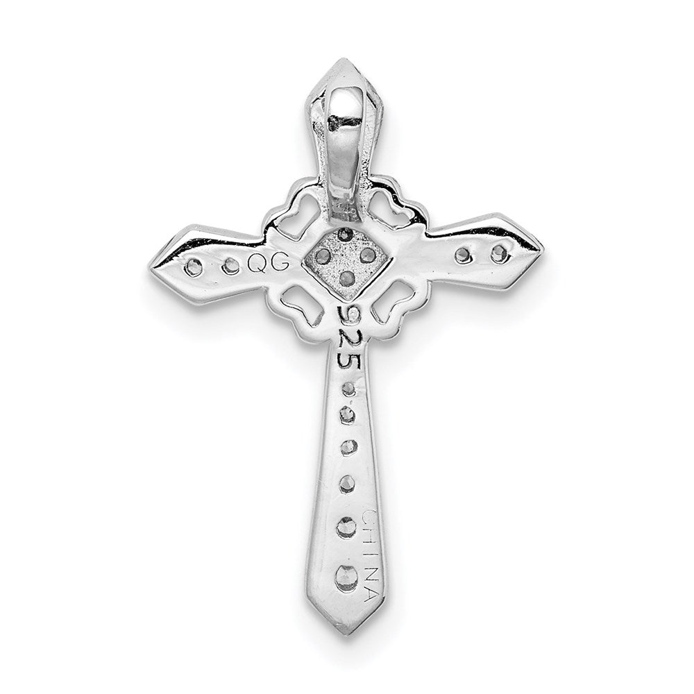 Sterling Silver Rhodium-plated CZ Cross Chain Slide QC9387