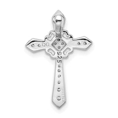 Sterling Silver Rhodium-plated CZ Cross Chain Slide QC9387