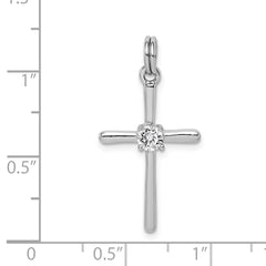 Sterling Silver Rhodium-plated CZ Cross Pendant QC9389
