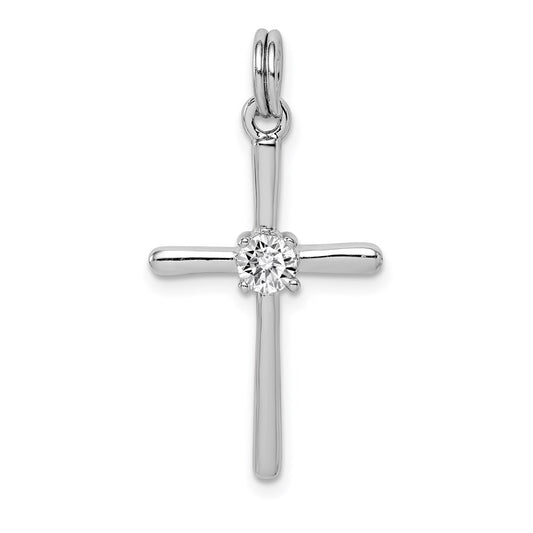 Sterling Silver Rhodium-plated CZ Cross Pendant QC9389