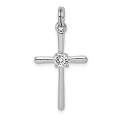 Sterling Silver Rhodium-plated CZ Cross Pendant QC9389