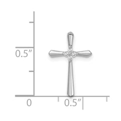 Sterling Silver Rhodium plated CZ Cross Chain Slide Pendant QC9390