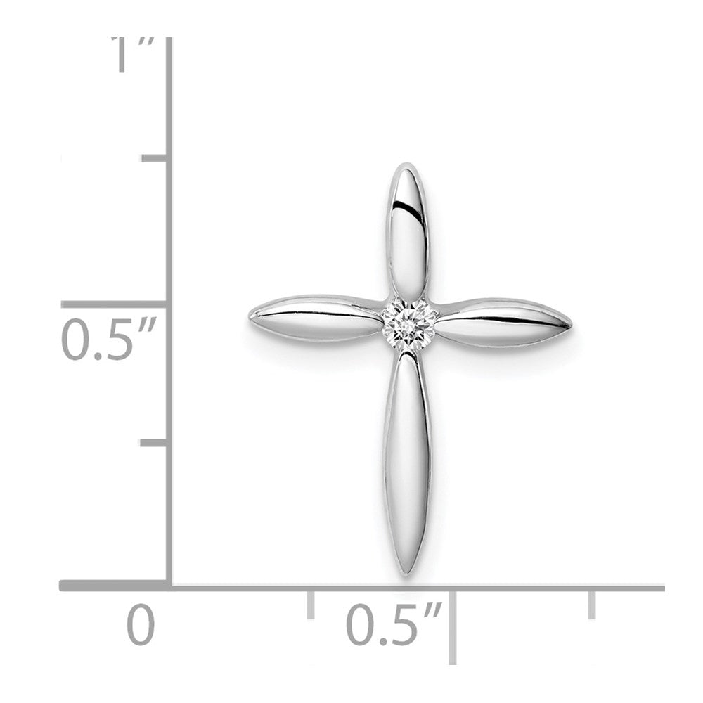 Sterling Silver Rhodium-plated Center CZ Passion Cross Chain Slide QC9391