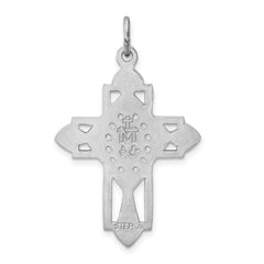 Sterling Silver Rhodium-plated Gold Tone Miraculous Medal Cross Pendant QC9414
