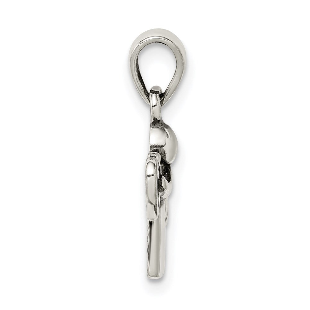 Sterling Silver Antiqued Angel with Heart Pendant QC9428