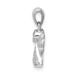 Sterling Silver Rhodium-plated CZ Satin Angel Pendant QC9436