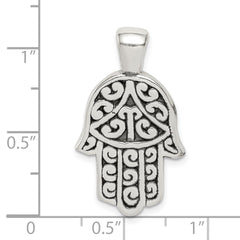 Sterling Silver Antiqued Hamsa Pendant QC9441