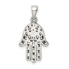 Sterling Silver Antiqued Hamsa Pendant QC9442