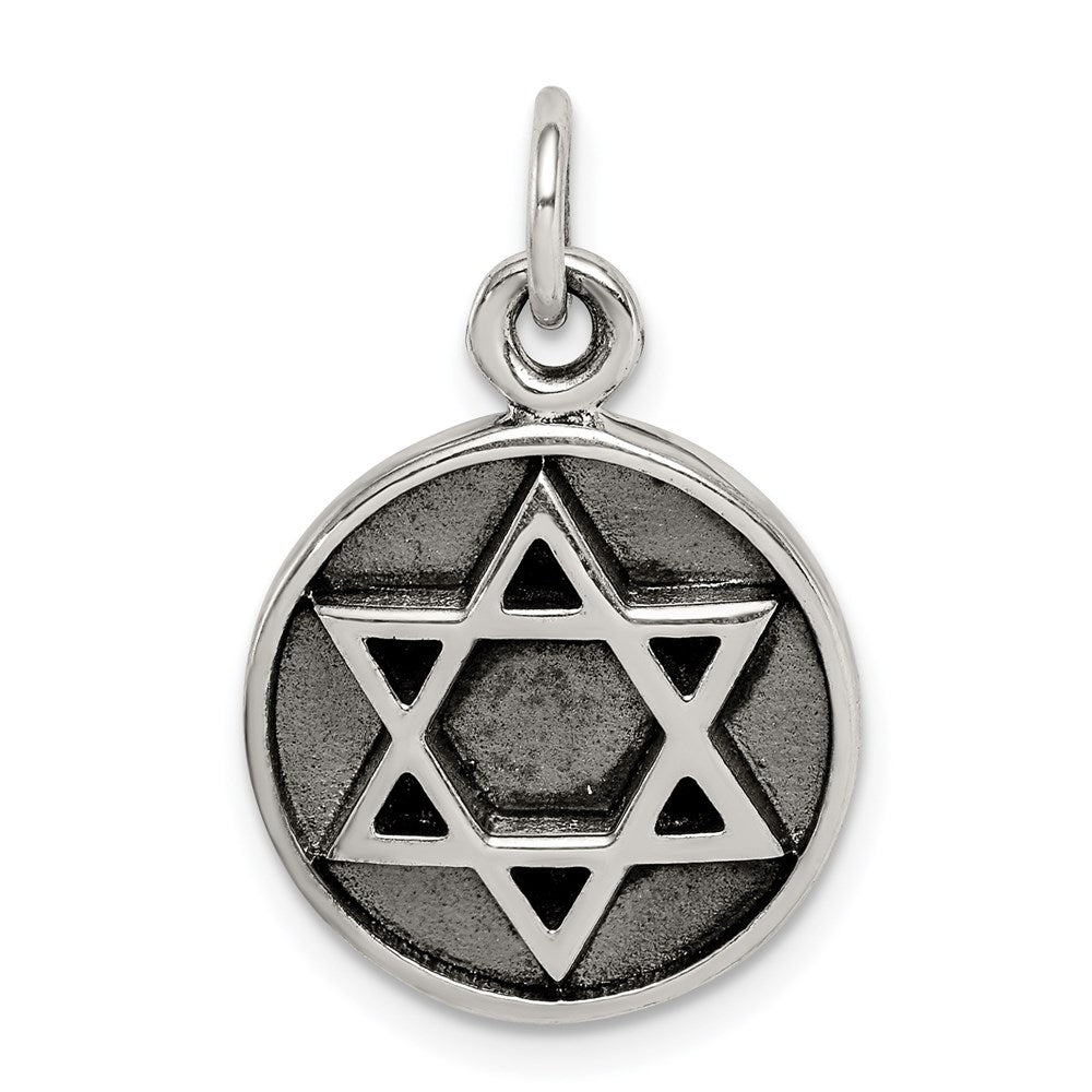 Sterling Silver Antiqued Star of David Pendant QC9444
