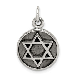 Sterling Silver Antiqued Star of David Pendant QC9444