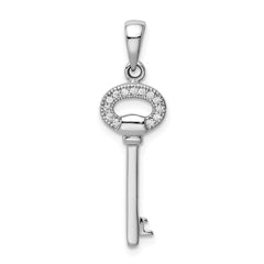 Sterling Silver Rhodium-Plated CZ Key Pendant QC9480