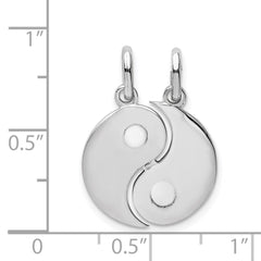 Sterling Silver Rhodium-plate Brush & Polished Yin Yang Break Apart Pendant QC9502