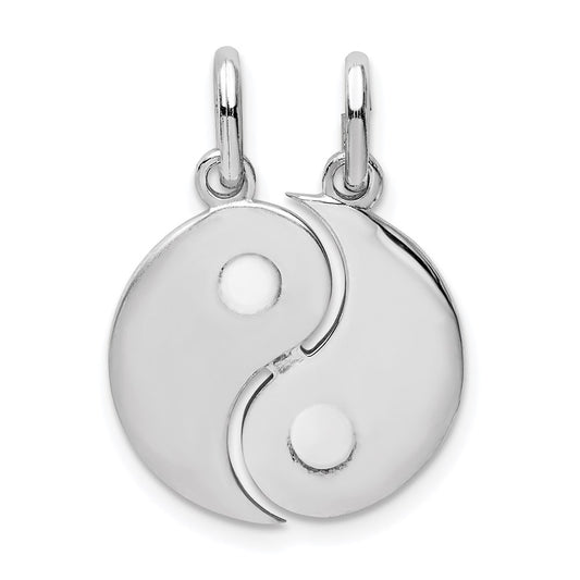 Sterling Silver Rhodium-plate Brush & Polished Yin Yang Break Apart Pendant QC9502