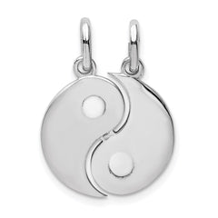 Sterling Silver Rhodium-plate Brush & Polished Yin Yang Break Apart Pendant QC9502
