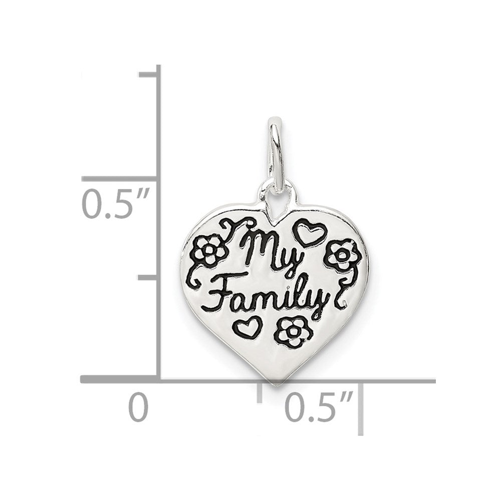 Sterling Silver Enamel MY FAMILY Heart Charm QC9504