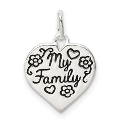 Sterling Silver Enamel MY FAMILY Heart Charm QC9504