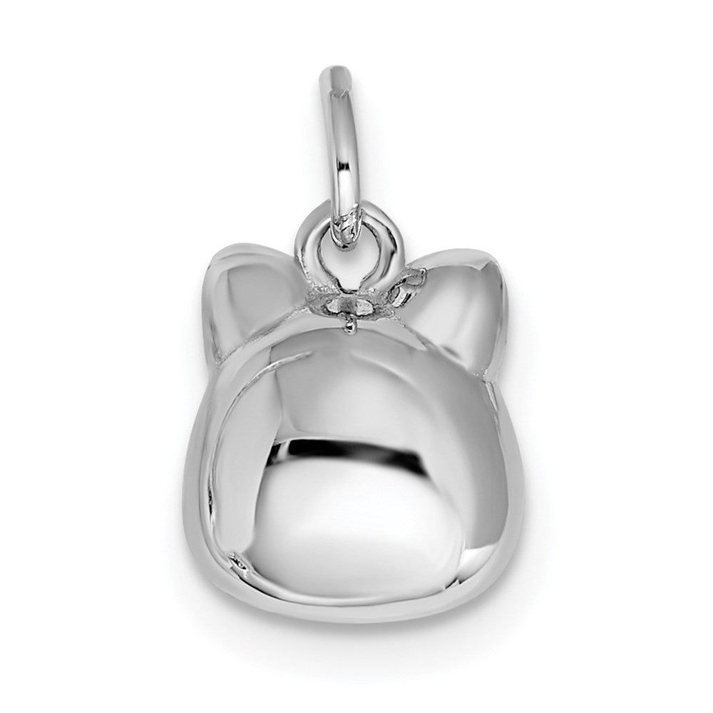 Sterling Silver Rhodium-plated Antiqued Cat Head Pendant QC9521