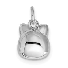 Sterling Silver Rhodium-plated Antiqued Cat Head Pendant QC9521