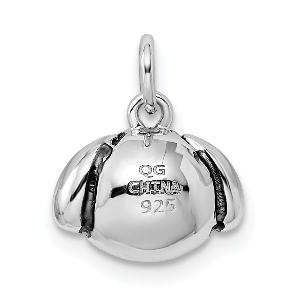 Sterling Silver Rhodium-plated Antiqued Dog Head Pendant QC9522