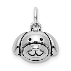 Sterling Silver Rhodium-plated Antiqued Dog Head Pendant QC9522