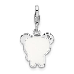 Sterling Silver Rhodium-plated Enameled Panda w/Lobster Clasp Charm QC9524