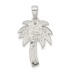 Sterling Silver Rhodium-plated Polished Preciosa Crystal Palm Tree Pendant QC9569