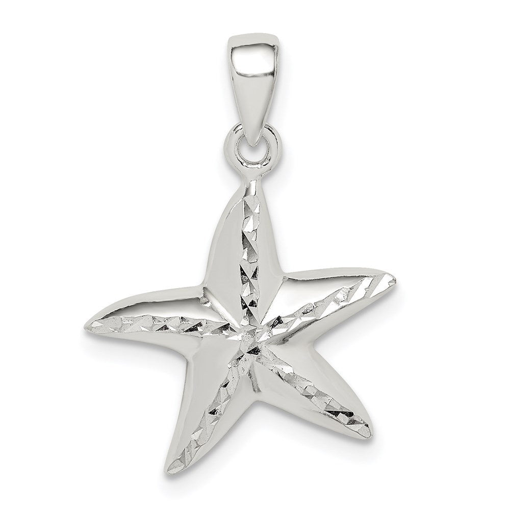 Sterling Silver Diamond Cut Star Fish Pendant QC9574