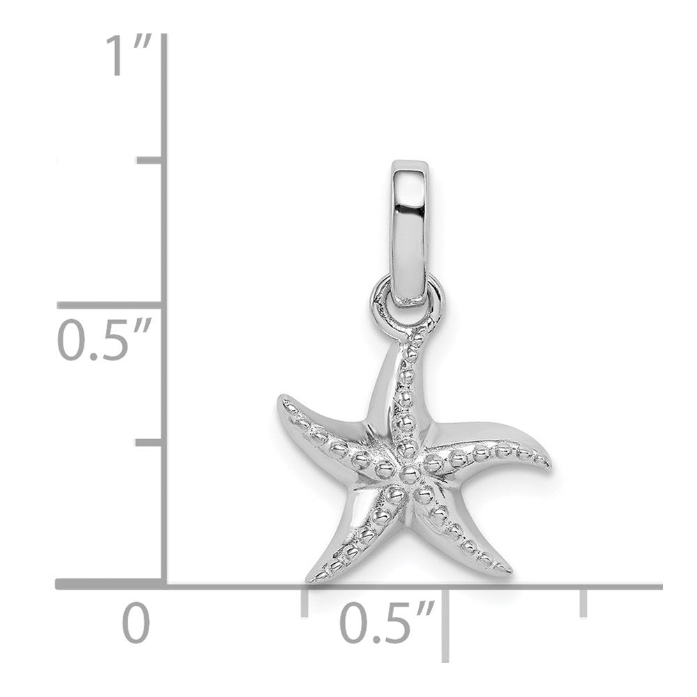 Sterling Silver Rhodium-plated Polished Textured Starfish Pendant QC9578