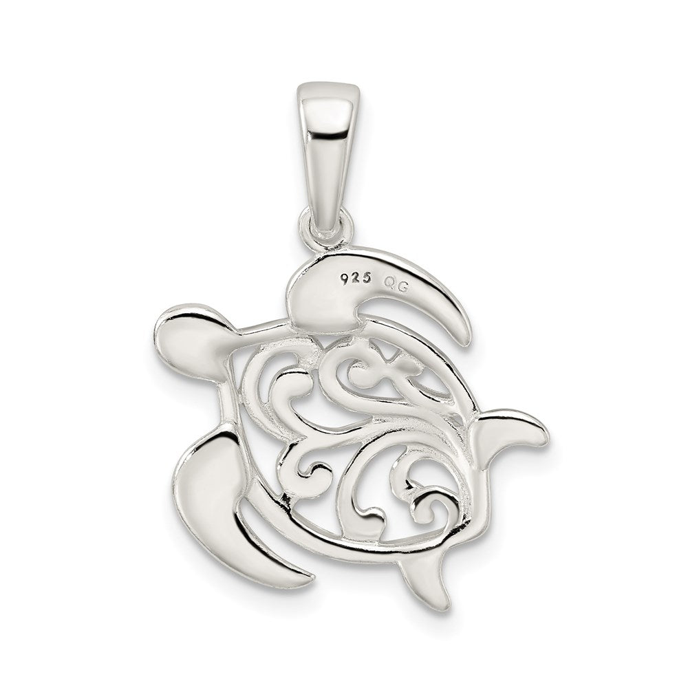 Sterling Silver Diamond-cut Turtle Pendant QC9579