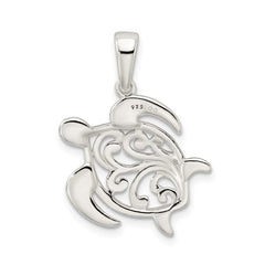 Sterling Silver Diamond-cut Turtle Pendant QC9579