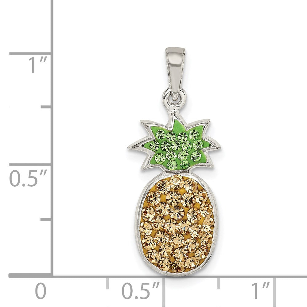 Sterling Silver RH-pltd Yellow/Green Preciosa Crystal Pineapple Pendant QC9604