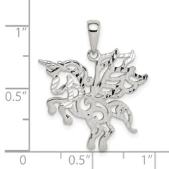 Sterling Silver Diamond-cut Unicorn Pendant QC9611