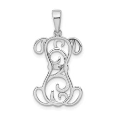 Sterling Silver Rhodium Plated Dog Pendant QC9613