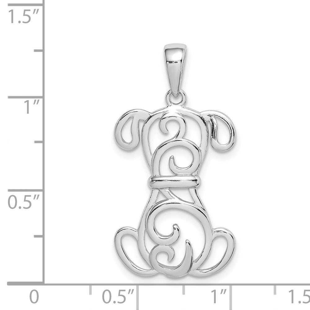 Sterling Silver Rhodium Plated Dog Pendant QC9613