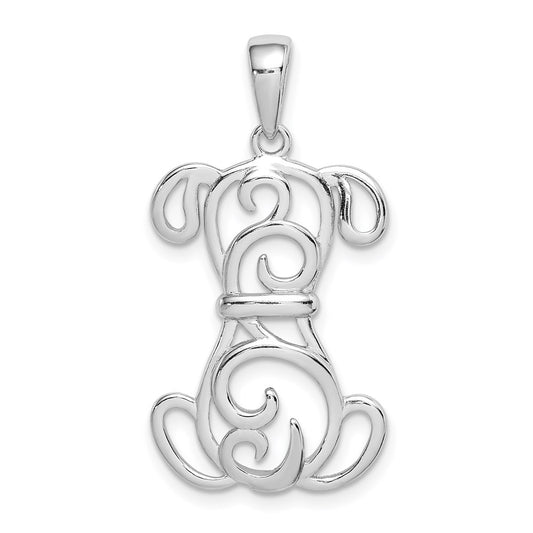 Sterling Silver Rhodium Plated Dog Pendant QC9613