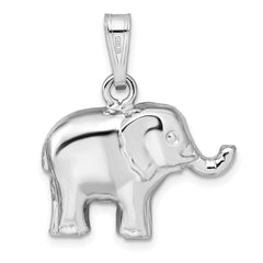 Sterling Silver Rhodium-plated Polished Elephant Pendant QC9627