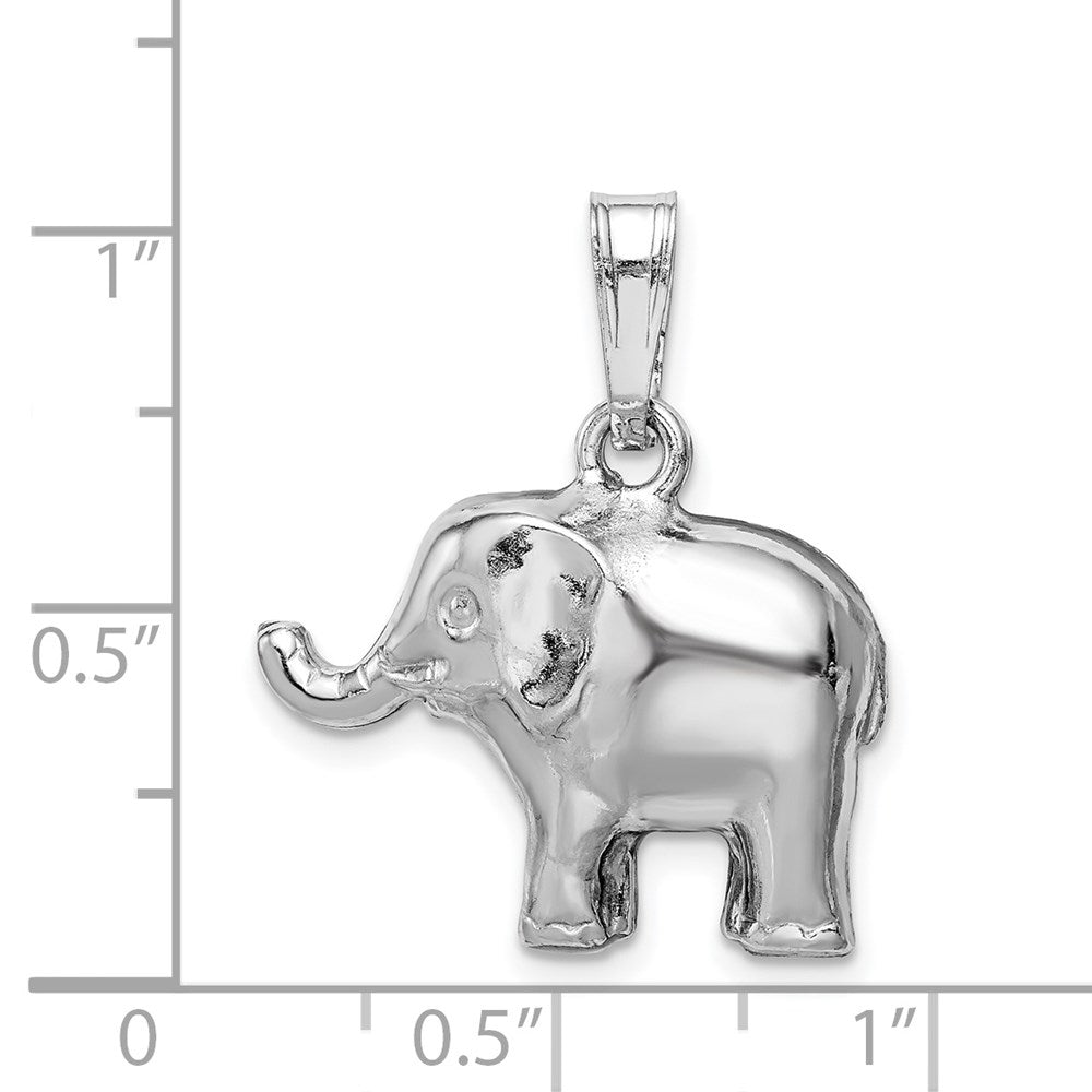 Sterling Silver Rhodium-plated Polished Elephant Pendant QC9627