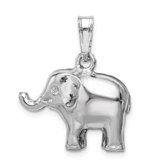 Sterling Silver Rhodium-plated Polished Elephant Pendant QC9627