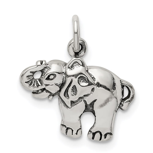 Sterling Silver Antique Elephant Charm QC9628