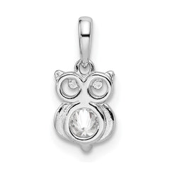 Sterling Silver Rhodium Plated CZ Owl Pendant QC9638