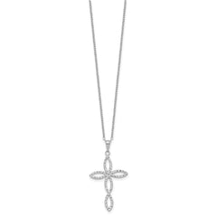 Diamond Fascination Diamond Mystique Sterling Silver Platinum-plated Diamond Cross 18 Inch Necklace QC9675