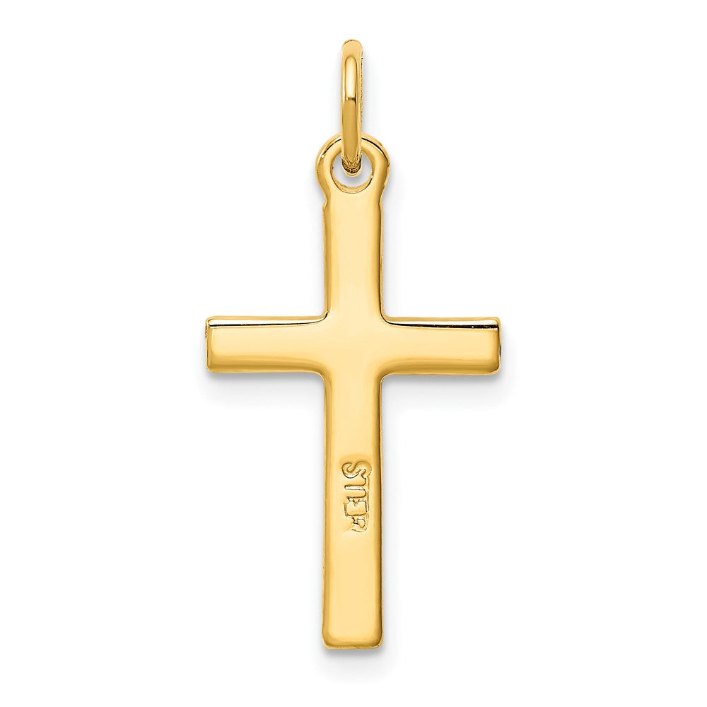 Sterling Silver Gold Tone Diamond-Cut Cross Pendant QC9692