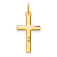 Sterling Silver Gold Tone Diamond-Cut Cross Pendant QC9692