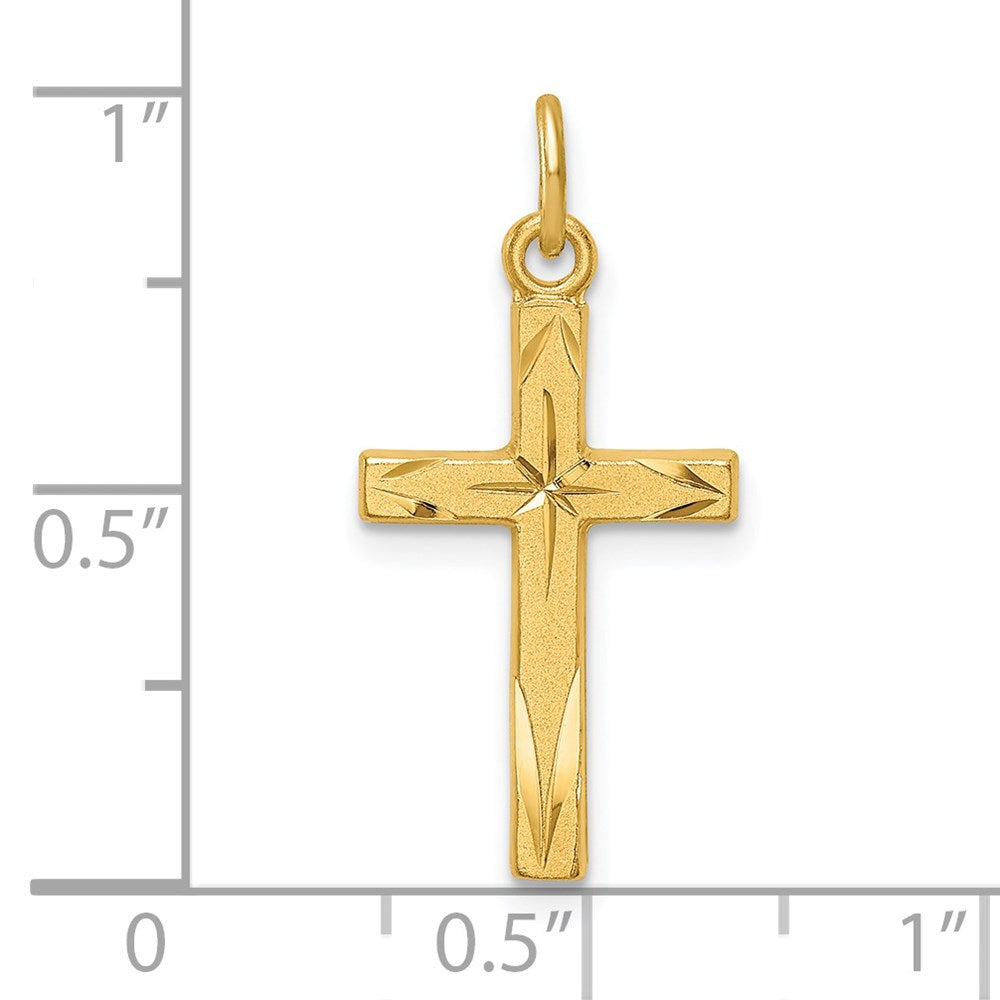 Sterling Silver Gold Tone Diamond-Cut Cross Pendant QC9692