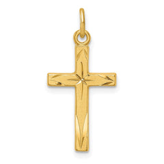 Sterling Silver Gold Tone Diamond-Cut Cross Pendant QC9692