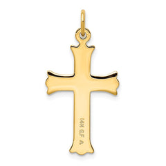 Sterling Silver Gold Tone Diamond-Cut Cross Pendant QC9693
