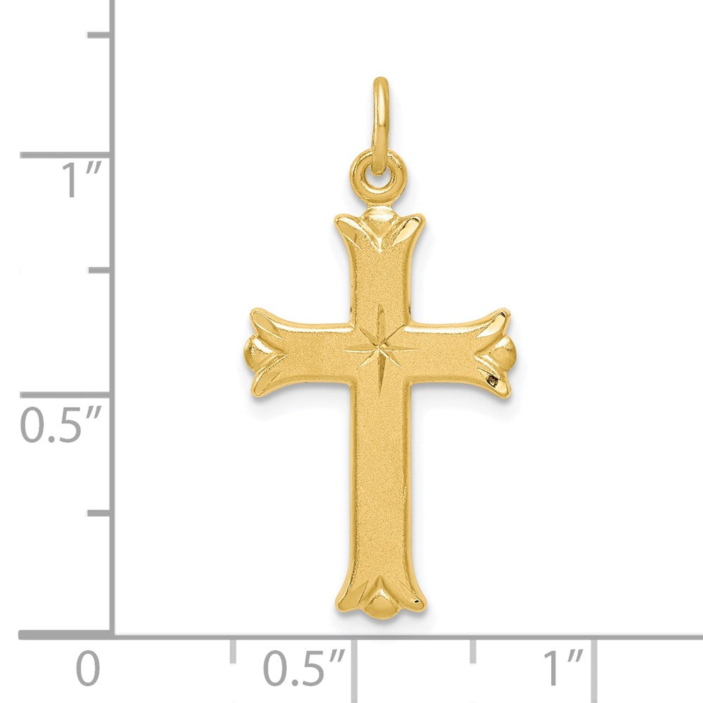 Sterling Silver Gold Tone Diamond-Cut Cross Pendant QC9693