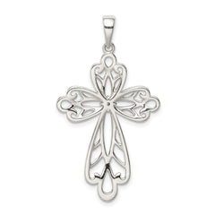 Sterling Silver Diamond & Diamond-cut Cross Pendant QC9694