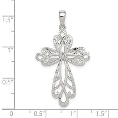 Sterling Silver Diamond & Diamond-cut Cross Pendant QC9694